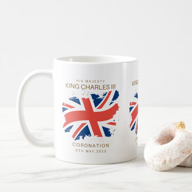 Caneca De Café King Charles III Union Jack Flag (Com Donut)