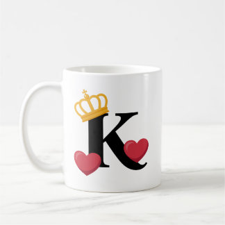 Caneca De Café King of Hearts Crowned K Emblem