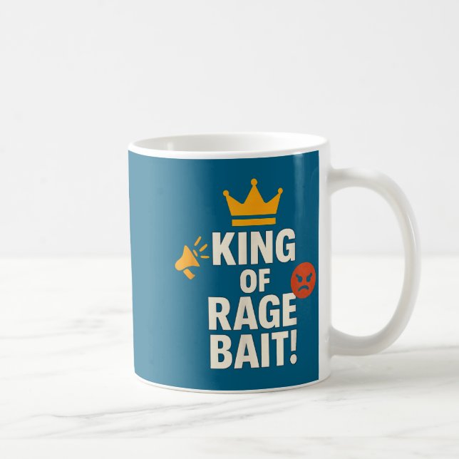 Caneca De Café King Of Rage Bait Funny Internet Meme Gamer Quote  (Direita)