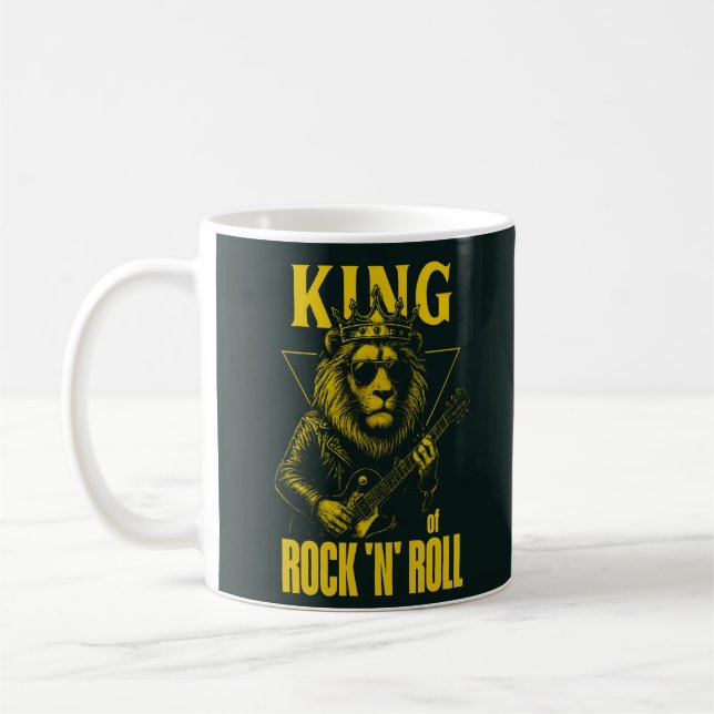 Caneca De Café King of Rock N Roll Lion Guitar Player (Esquerda)