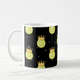 Caneca De Café King Tennis - Padrão Sem Costura em Fundo Preto