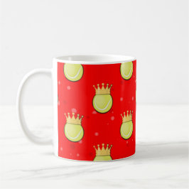 Caneca De Café King Tennis - Padrão Sem Costura em Fundo Vermelho