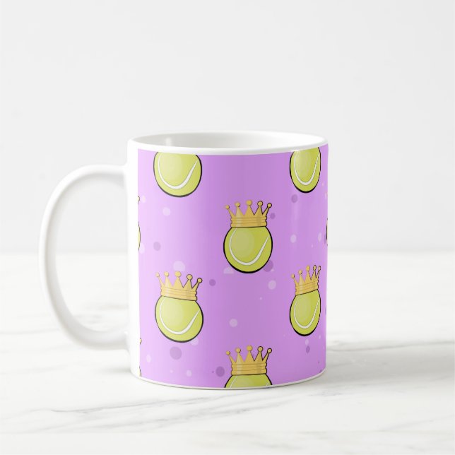 Caneca De Café King Tennis - Seamless Pattern on Purple  (Esquerda)