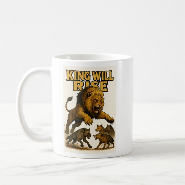 Caneca De Café King Will Rise | Motivational Lion Art (Esquerda)
