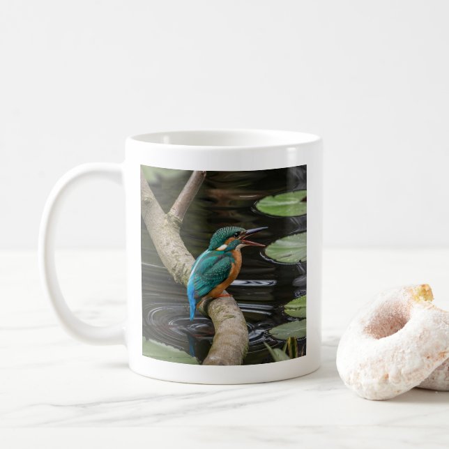 Caneca De Café Kingfisher Bird (Com Donut)