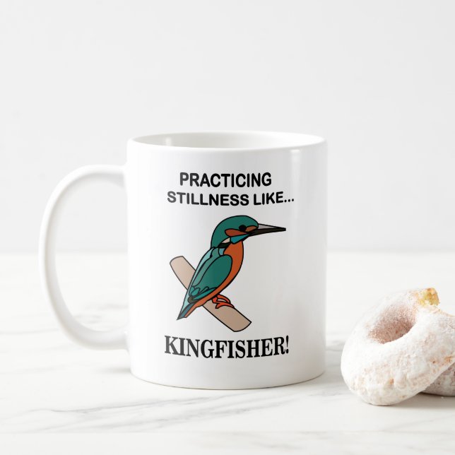 Caneca De Café Kingfisher Praticando Estilidade Como Kingfisher (Com Donut)