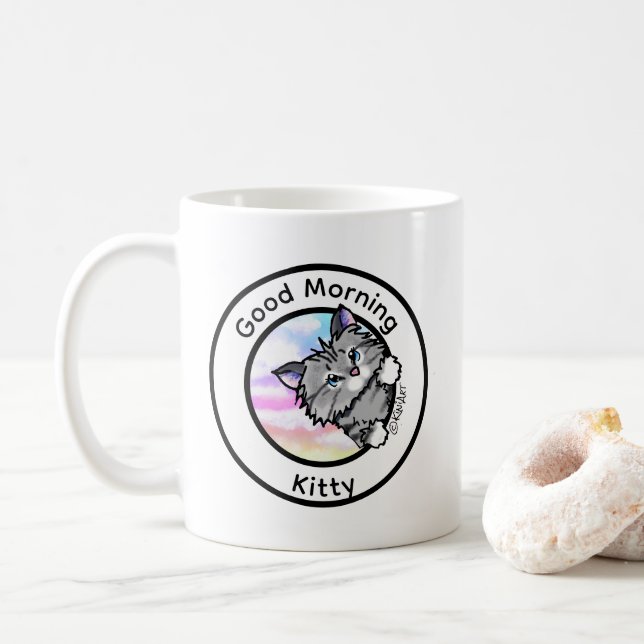 Caneca De Café KiniArt Kitten Personalizado Mug (Com Donut)