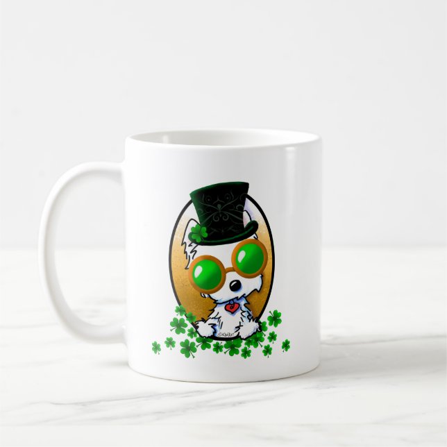Caneca De Café KiniArt Westie Terrier St. Paddy's (Esquerda)