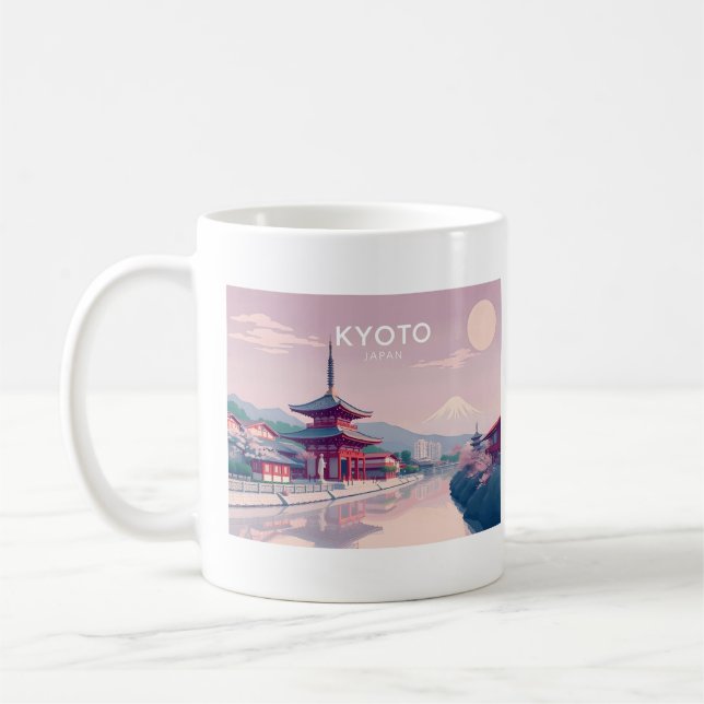 Caneca De Café Kioto Japão Pastel Design Viagem (Esquerda)