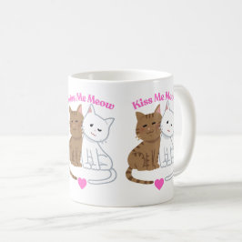 Caneca De Café Kiss me Meow- Cute Cat Couple Design