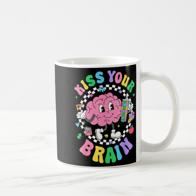 Caneca De Café Kiss Your Brain Valentines Autism Awareness Teache (Direita)