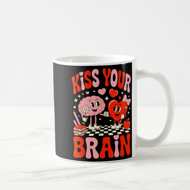 Caneca De Café Kiss Your Brain Women Valentine's Day Retro School (Direita)
