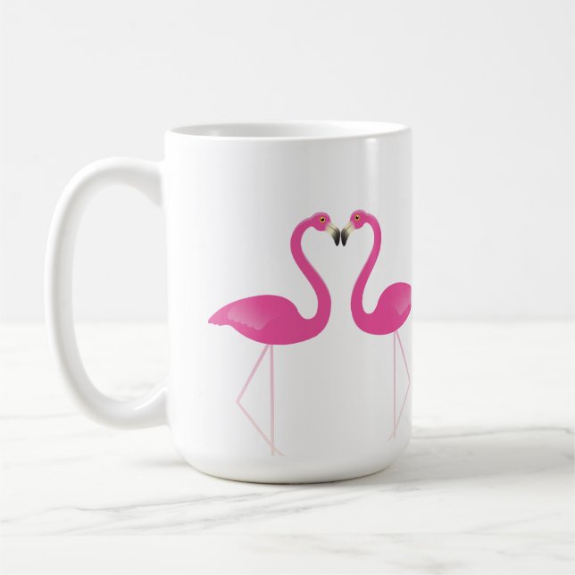 Caneca De Café Kissing Flamingos Romantic Mug (Esquerda)