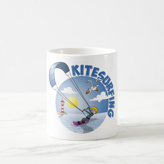 Caneca De Café Kite surfing blue illustration  (Centro)