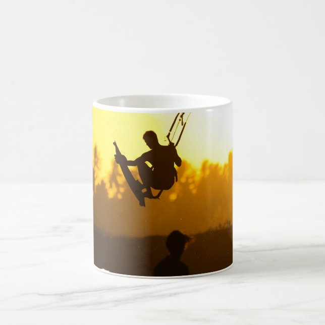 Caneca De Café Kite Surfing na Sunset Silhouette (Centro)