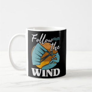Caneca De Café Kiteboarder Siga O Surf Kite De Gateiro Eólico K