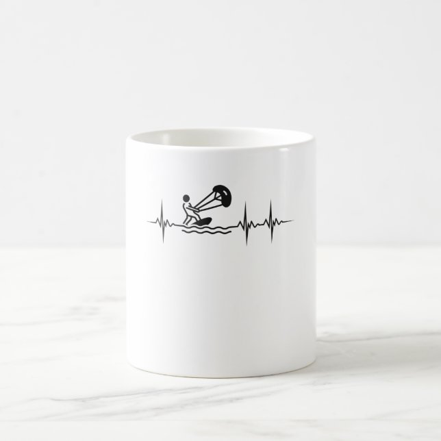 Caneca De Café Kitesurfer Heartbeat Kitesurfing Pulso Kiting (Centro)