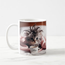Caneca De Café Kitten acordando precisando de café.