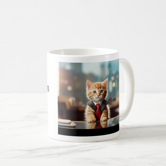 Caneca De Café Kitten Empresarial (Frente Esquerda)