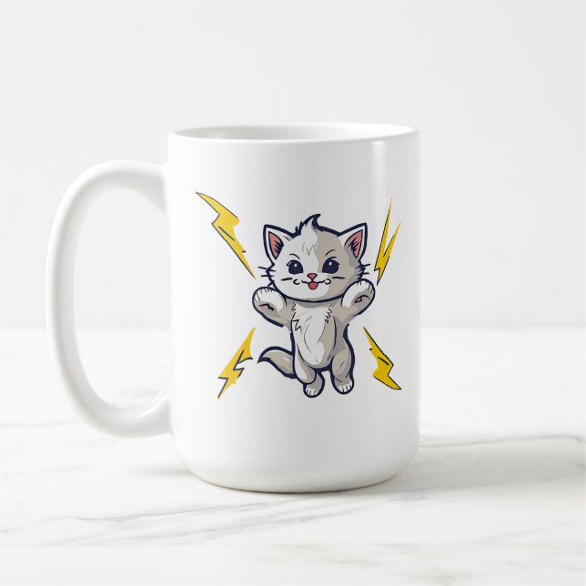 Caneca De Café Kitten fierce pussy cat lightning bolts FEMALE ERA (Esquerda)