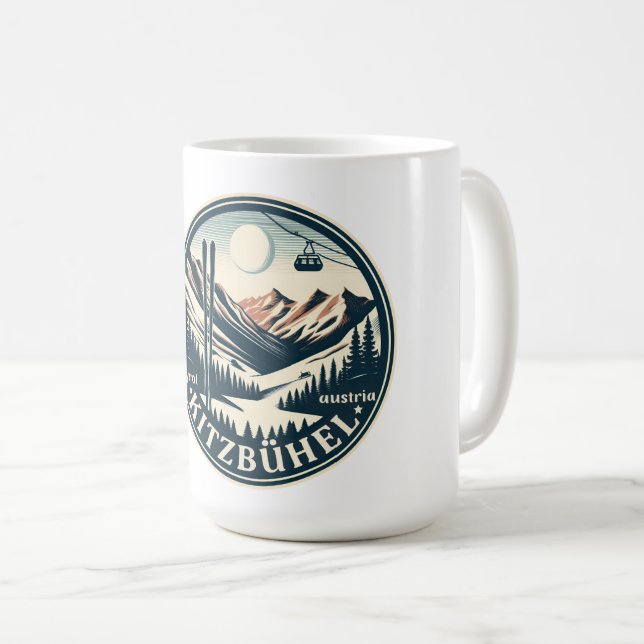 Caneca De Café Kitzbuhel Town Austria SKI presentes (Frente Esquerda)