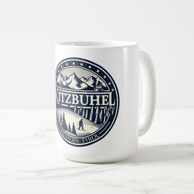 Caneca De Café Kitzbuhel Town Austria SKI presentes (Frente Esquerda)