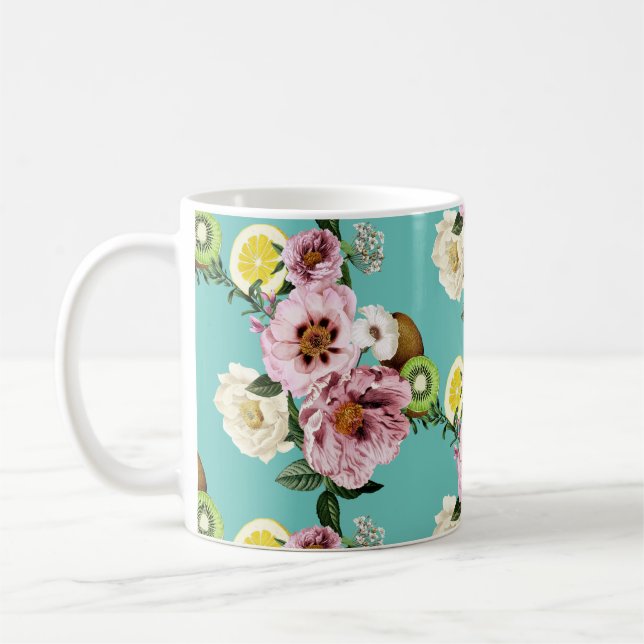 Caneca De Café Kiwi, limão e pedras românticas (Esquerda)