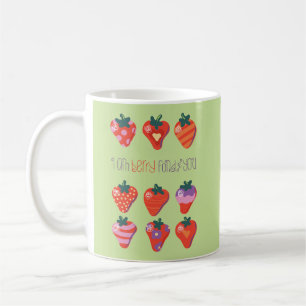 Caneca De Café Kiwi, sou Berry Fond de Você, Morango Ilustrado