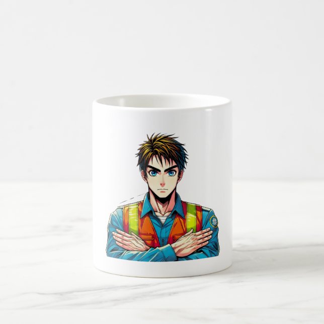 Caneca De Café Klassische, weiße Tasse mit Manga-Sicherheitsfachm (Centro)