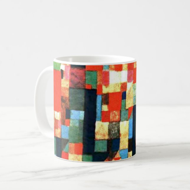 Caneca De Café Klee - Imagem de Cidade com Vermelho e Verde (Frente Esquerda)