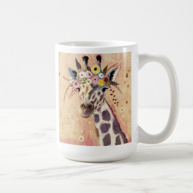 Caneca De Café Klimt Giraffe | Adornada Em Flores (Direita)