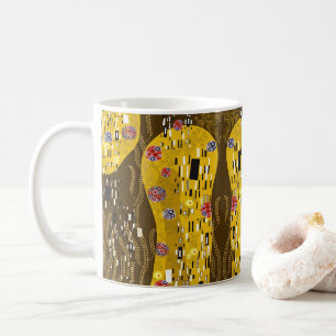 Caneca De Café Klimt Inspirou Dourada Arte Nouveau O Beijo