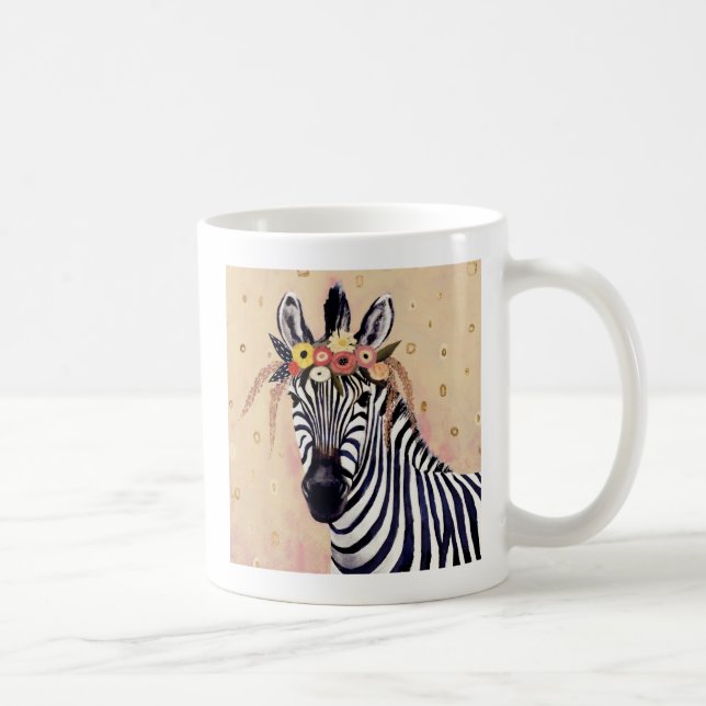 Caneca De Café Klimt Zebra | Adornada Em Flores (Direita)