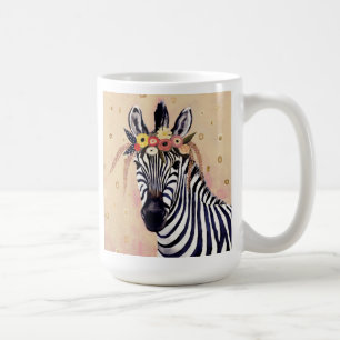 Caneca De Café Klimt Zebra   Adornada Em Flores