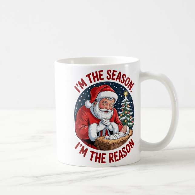Caneca De Café Kneeling Santa Baby Jesus Christmas I'm Season Rea (Direita)