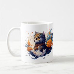 Caneca De Café Knight Cat Heroic Warrior e crianças rosas