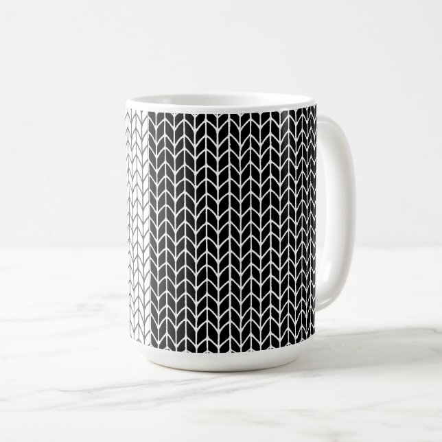 Caneca De Café KNIT BRANCO e NEGRO (Frente Esquerda)