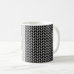 Caneca De Café KNIT branco preto e branco