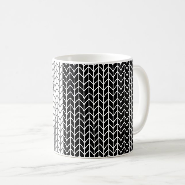 Caneca De Café KNIT branco preto e branco (Frente Esquerda)