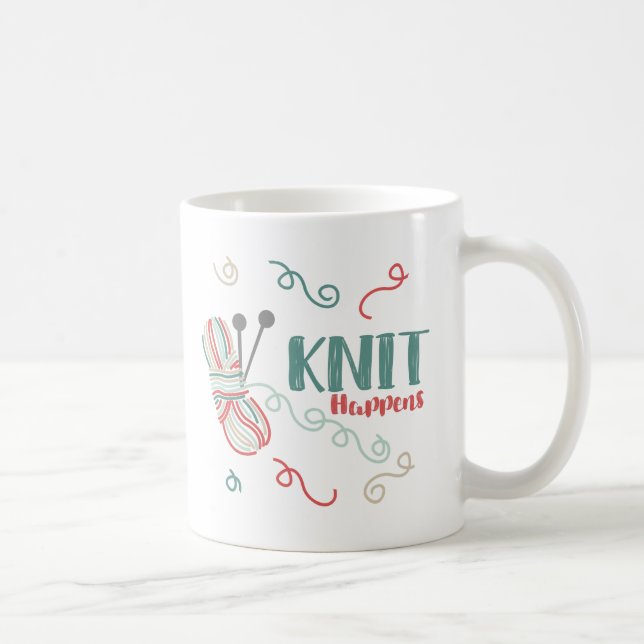 Caneca De Café Knit Happens Fio Multi-Colorido Knitters Divertido (Direita)