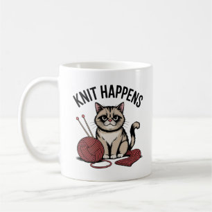Caneca De Café Knit Happens – Presente Divertido para Tricoteiros