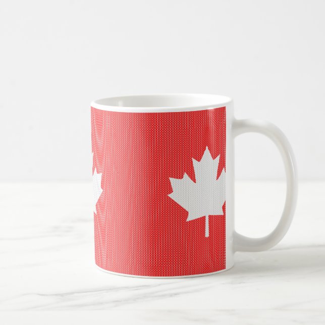 Caneca De Café Knit Style Maple Leaf Knitting Motif (Direita)