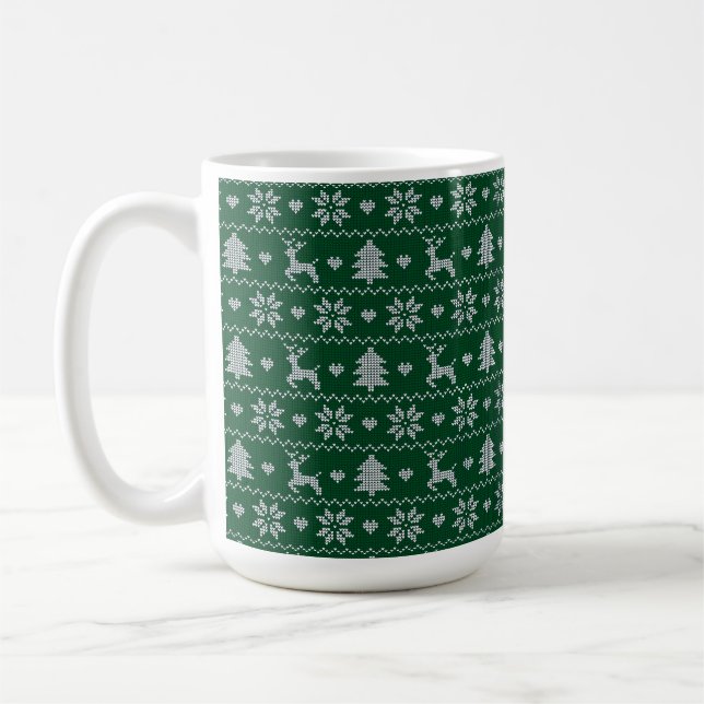 Caneca De Café Knitted seamless Christmas pattern (Esquerda)