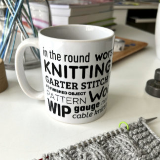 Caneca De Café Knitting Mug - Colagem de Palavras de Knitter