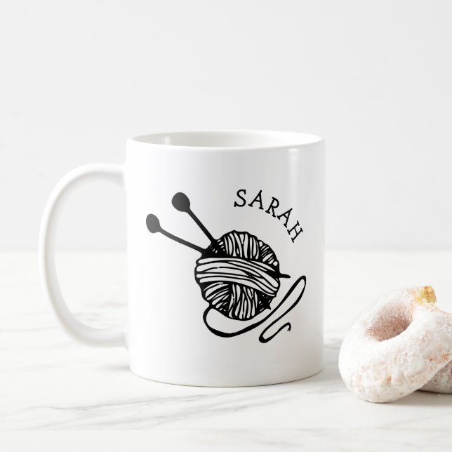 Caneca De Café Knitting Personalizado Dom de Presente Personaliza (Com Donut)
