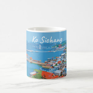 Caneca De Café Ko Sichang, Tailândia - Vista Vibrante do Porto