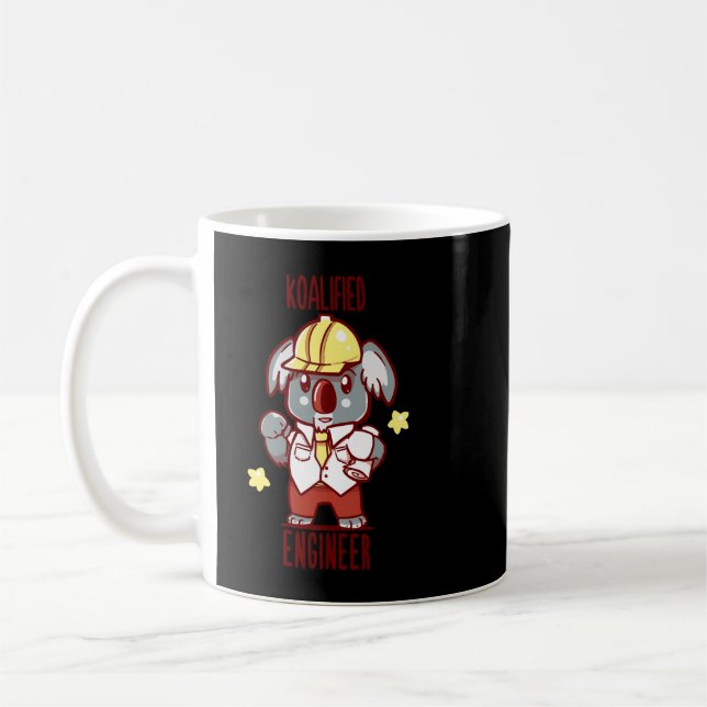 Caneca De Café Koala Bear Koalified Engineer Koala Animal Pun Koa (Esquerda)