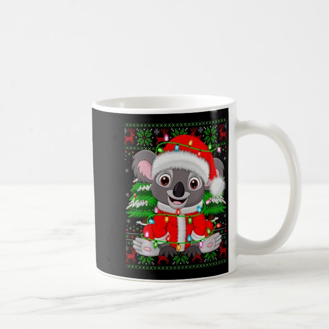 Caneca De Café Koala Christmas Lights Santa Costume Ugly Xmas Swe (Direita)
