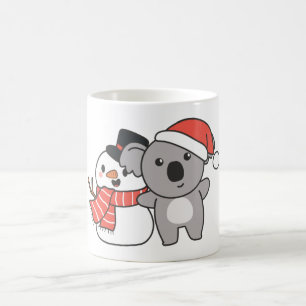 Caneca De Café Koala Com Snowman No Inverno Para O Natal