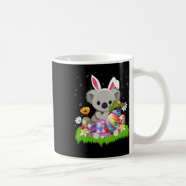 Caneca De Café Koala Easter Egg Hunt Bunny Ear Koala Páscoa Da Ru (Direita)